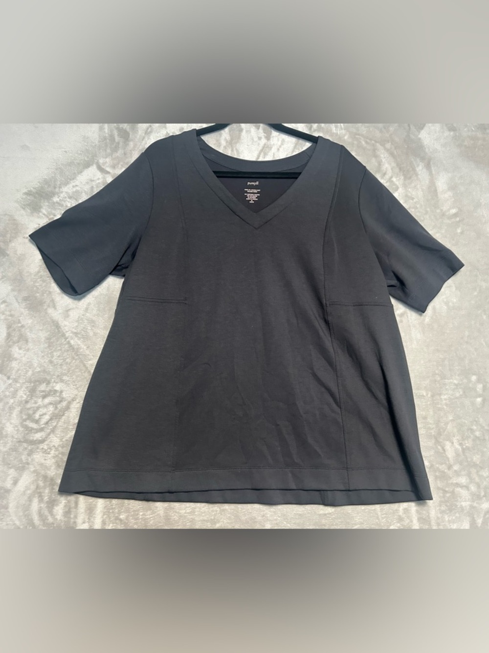 PureJill Double Knit Seamed Tunic Top Women’s XL Petite Charcoal Gray
